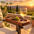 Walnut-Look Patio Armrest Drink Tray — view 1