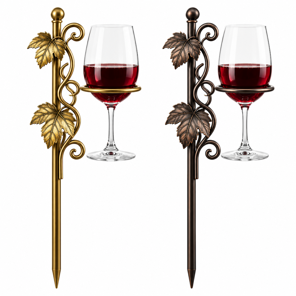 Antique Brass Garden Wine Glass Stakes — view 5