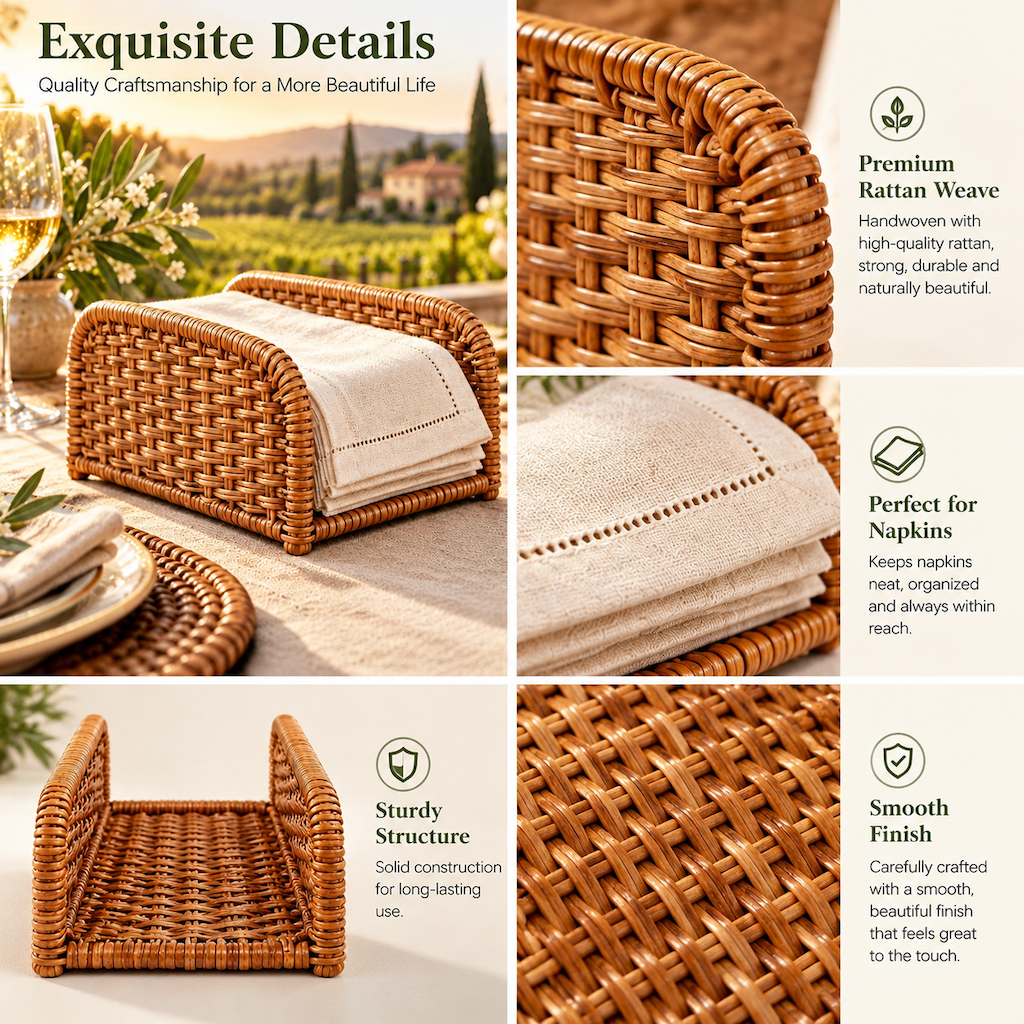 Woven Rattan-Style Outdoor Napkin Holder — view 5