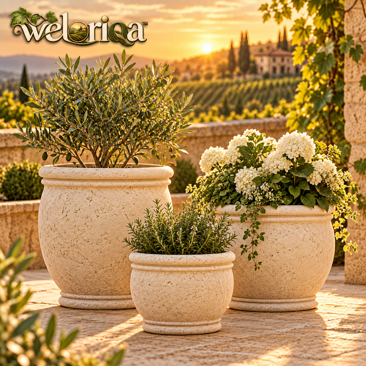 Stone-Look Garden Planter Trio — view 1