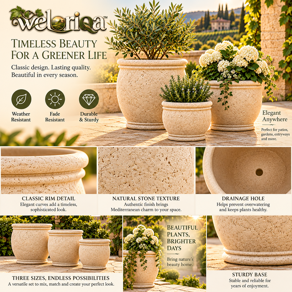 Stone-Look Garden Planter Trio — view 2