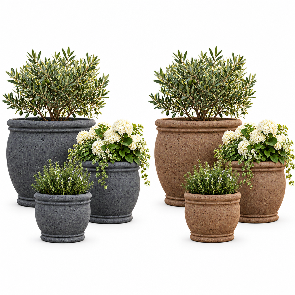 Stone-Look Garden Planter Trio — view 4