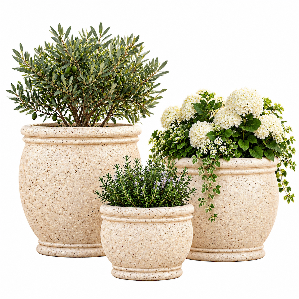 Stone-Look Garden Planter Trio — view 5