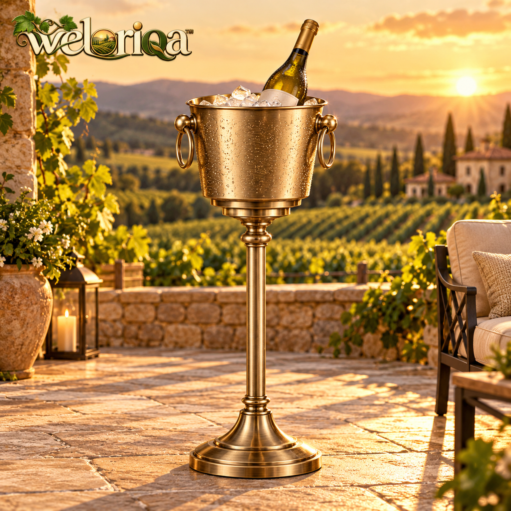 Freestanding Antique Gold Wine Chiller Stand — view 1