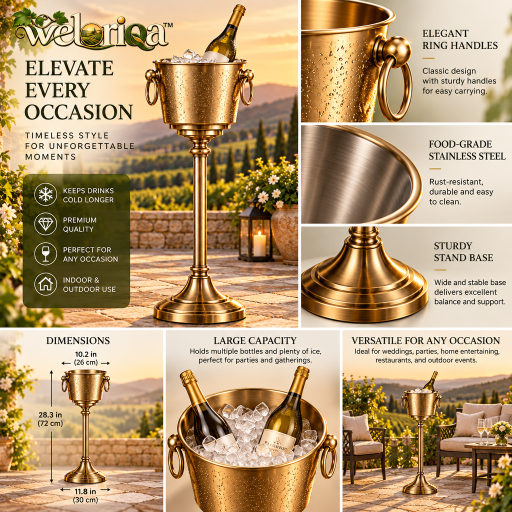 Freestanding Antique Gold Wine Chiller Stand — view 3