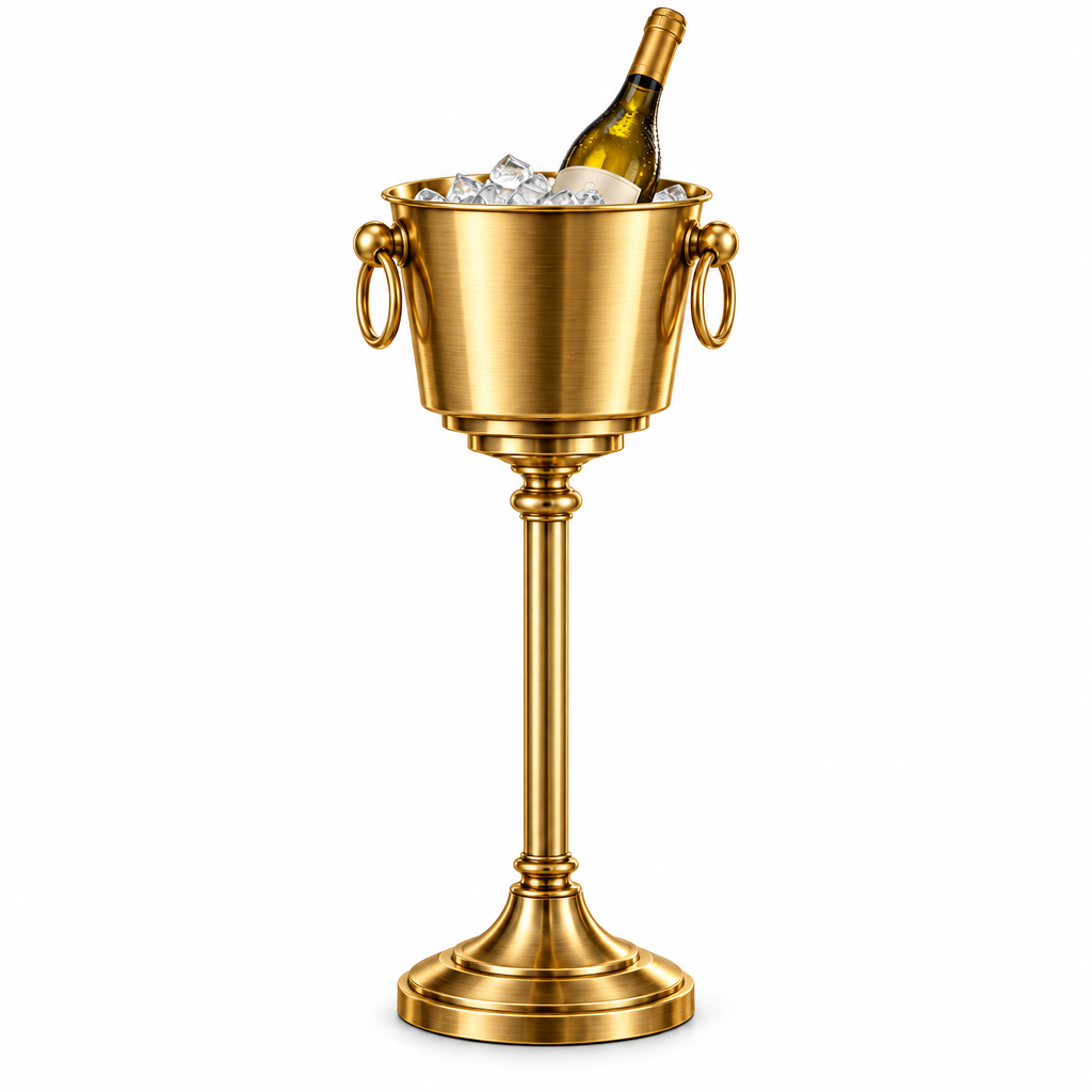 Freestanding Antique Gold Wine Chiller Stand — view 4