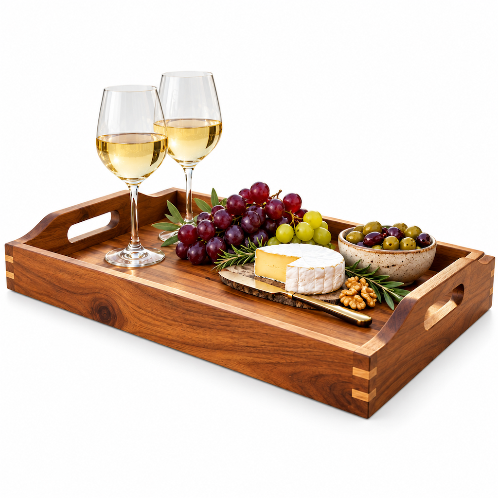 Rustic Wood Wine & Cheese Serving Tray — view 2