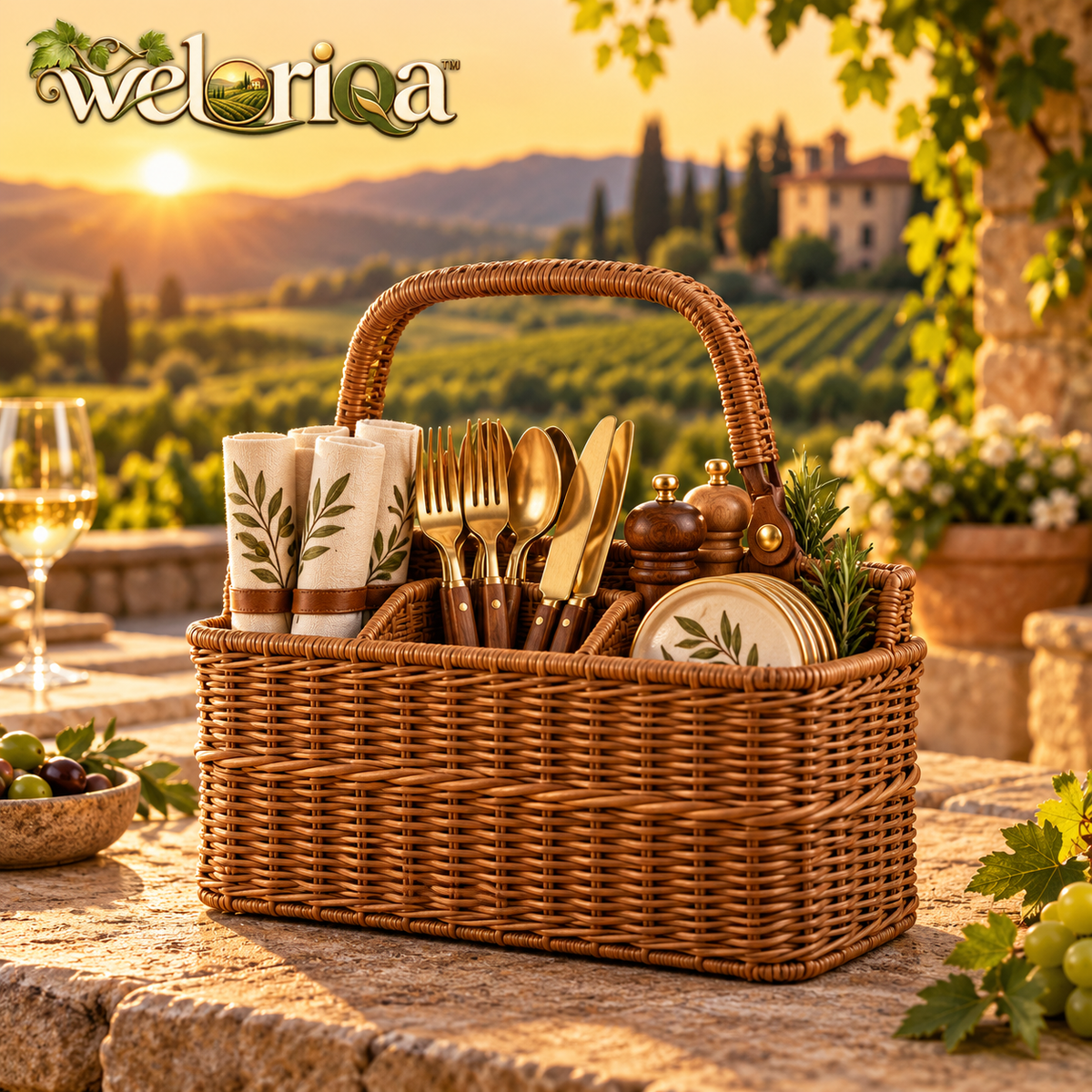 Woven Patio Flatware & Picnic Caddy — view 1