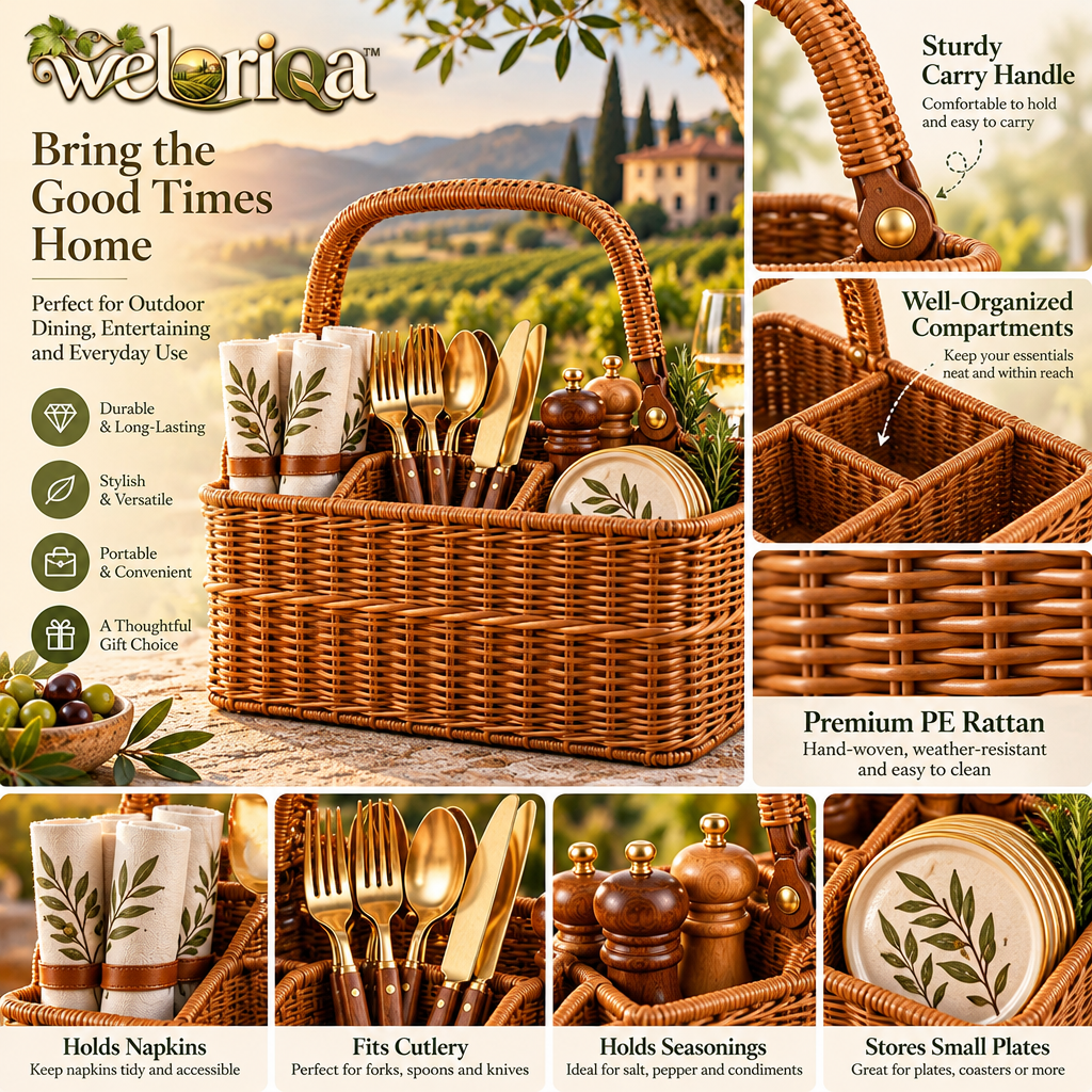 Woven Patio Flatware & Picnic Caddy — view 3