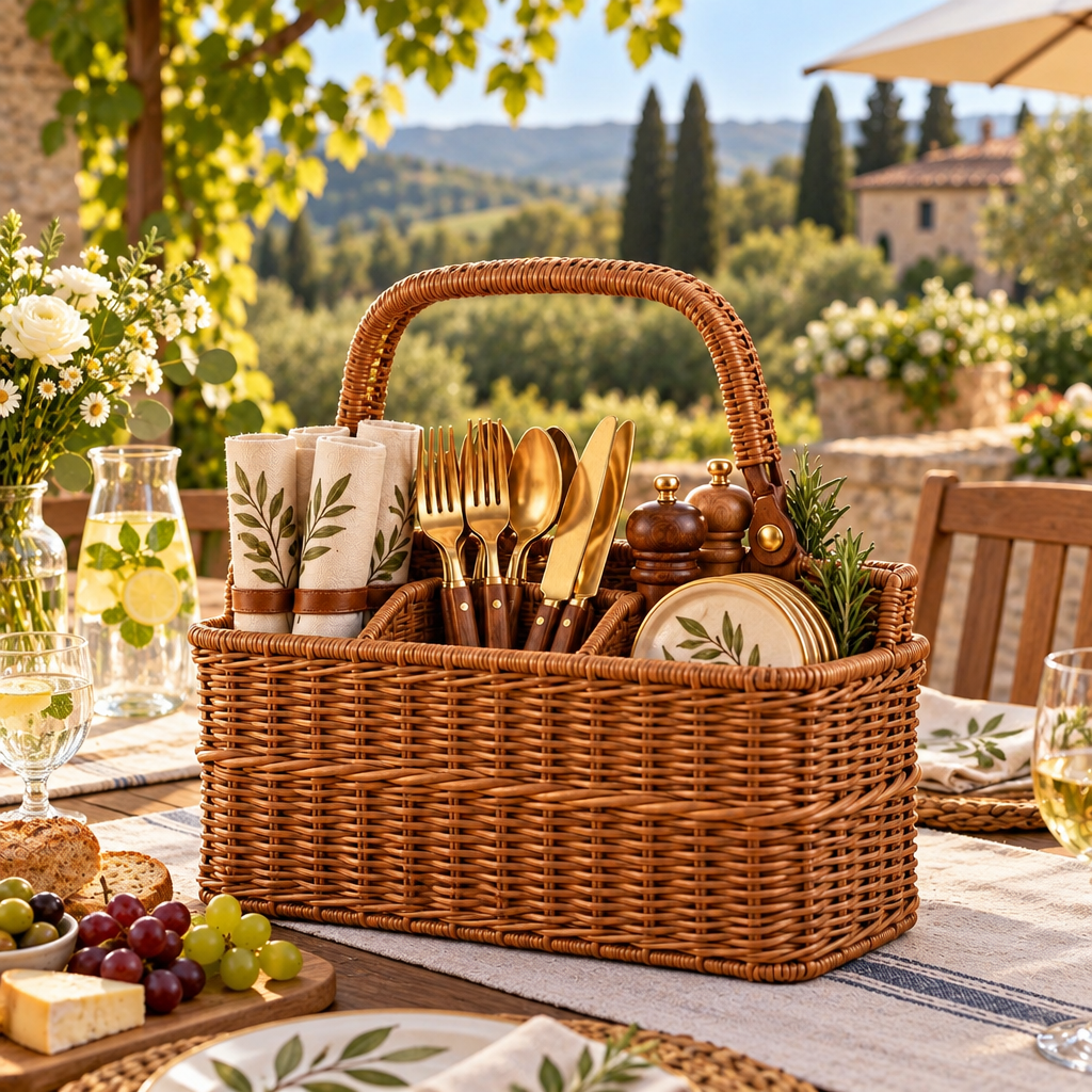Woven Patio Flatware & Picnic Caddy — view 4