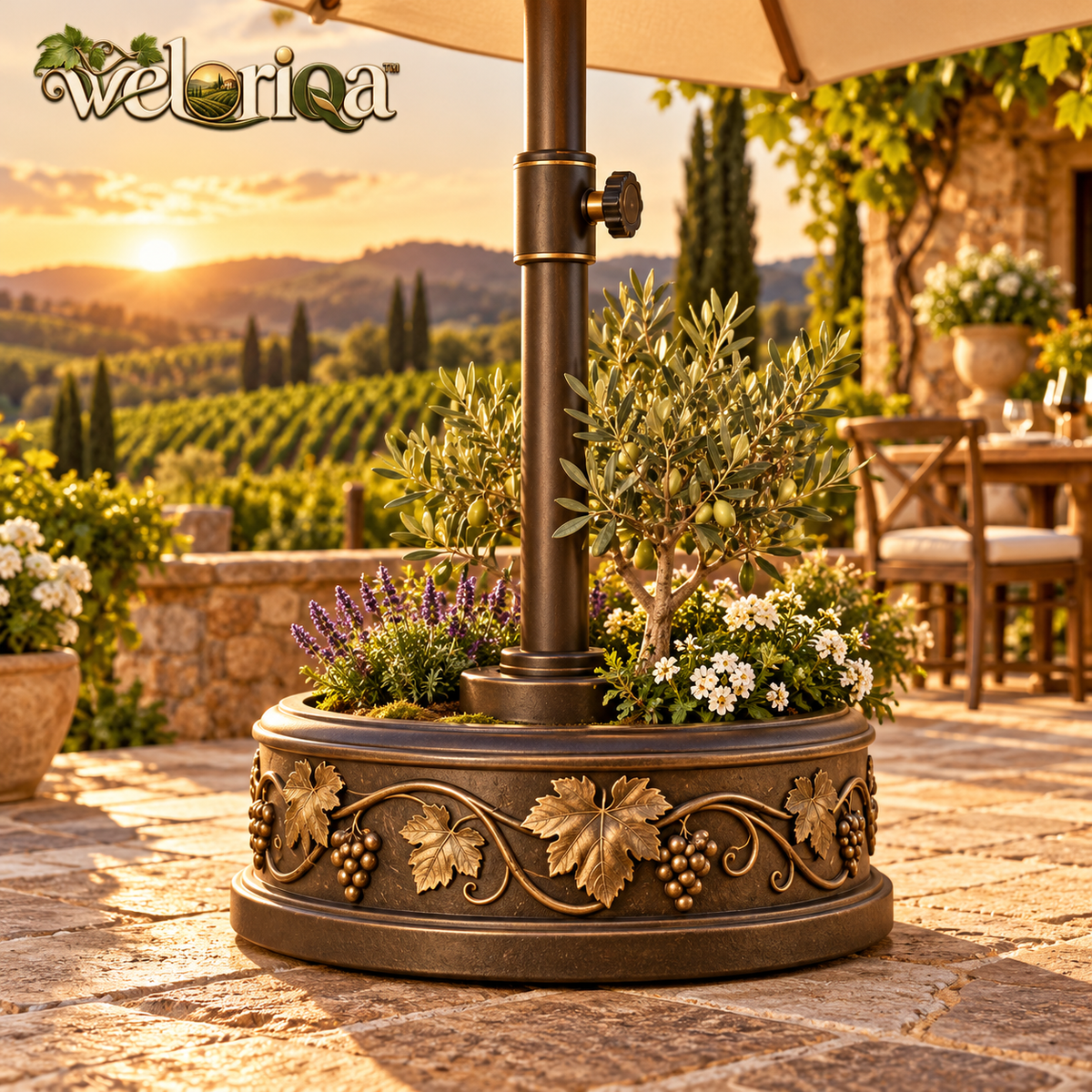 Vineyard-Style Umbrella Base Planter — view 1