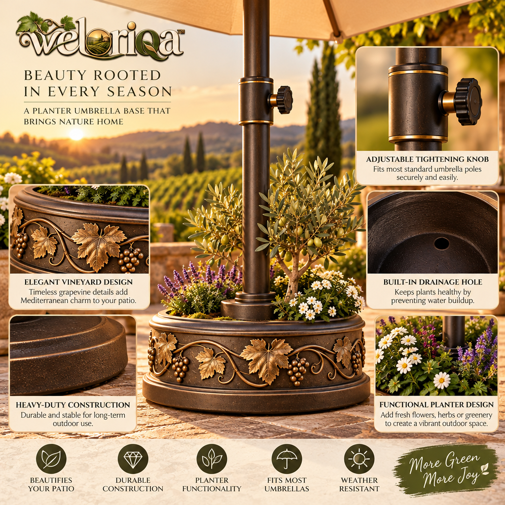Vineyard-Style Umbrella Base Planter — view 2