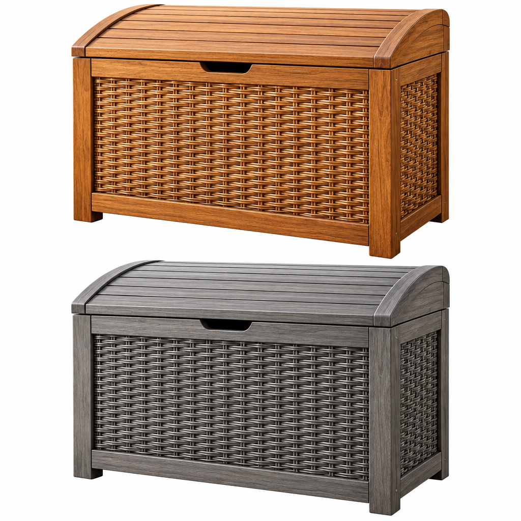 Woven Wood-Look Garden Storage Chest — view 2