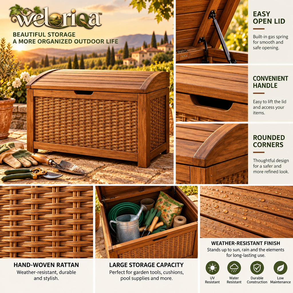 Woven Wood-Look Garden Storage Chest — view 3