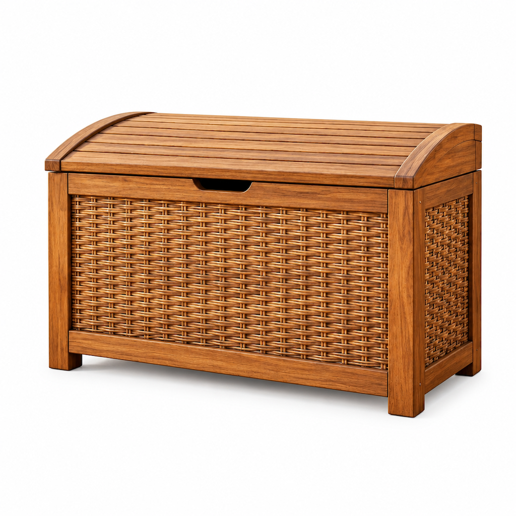Woven Wood-Look Garden Storage Chest — view 4