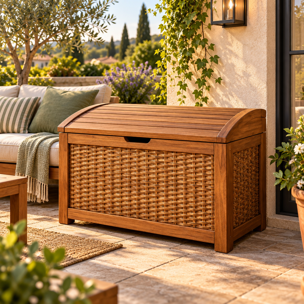 Woven Wood-Look Garden Storage Chest — view 5